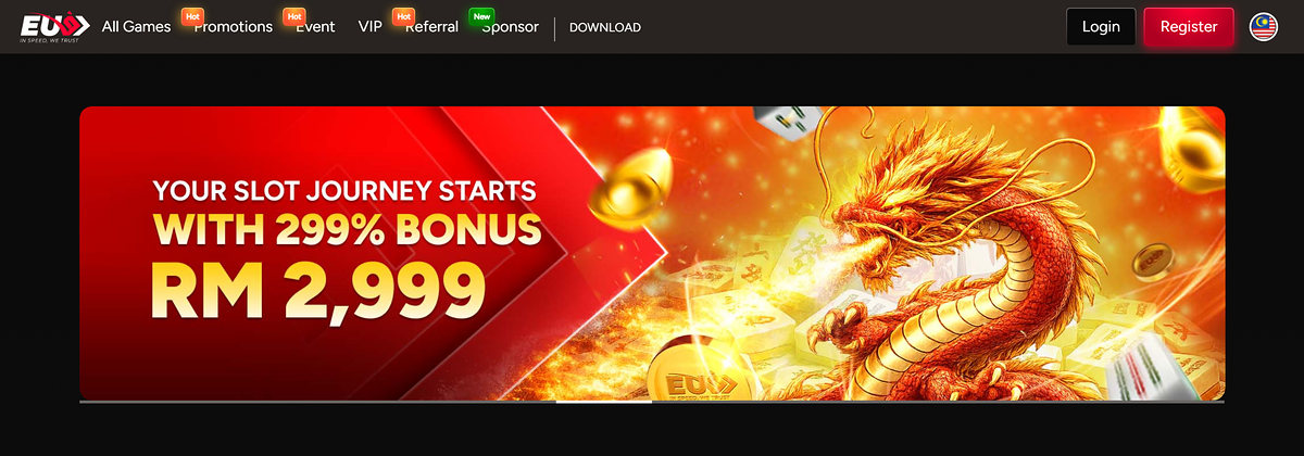 EU9 online casino homepage screenshot